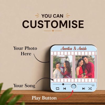 Personalized Music Fridge Magnet with Auto Play Button Custom Photo & Favorite Song Display | Romantic Gift for Couples, Weddings, Engagements & Anniversaries